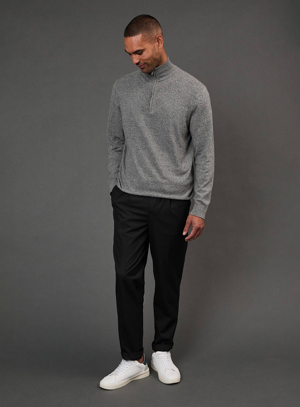 BURTON Light Grey Cotton Rich Half Zip Jumper S - Image 2